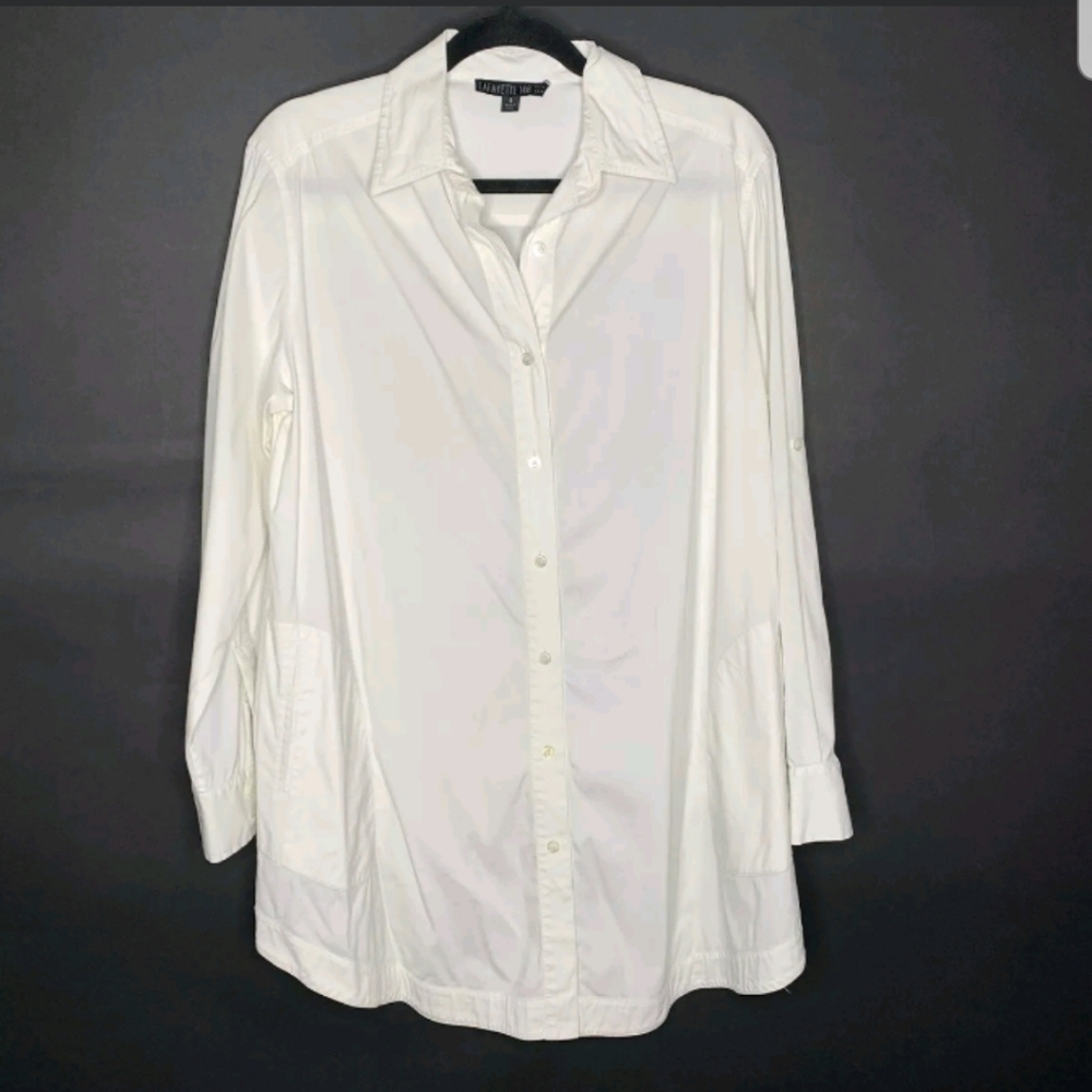 Lafayette 148 Blouse 8 Cream Long Sleeve top